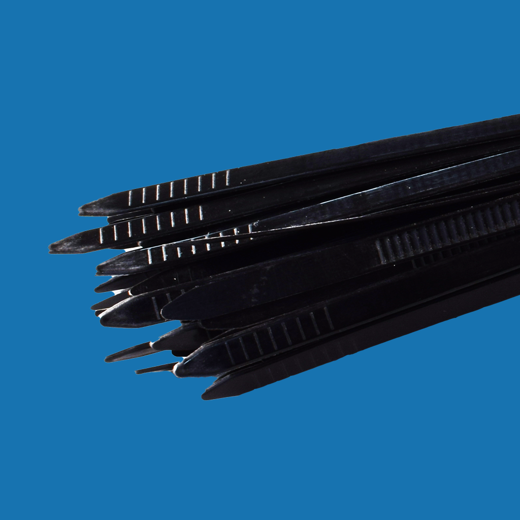Kabelbinder 10 mm stark, 1200 mm lang, schwarz — 10 Stück –